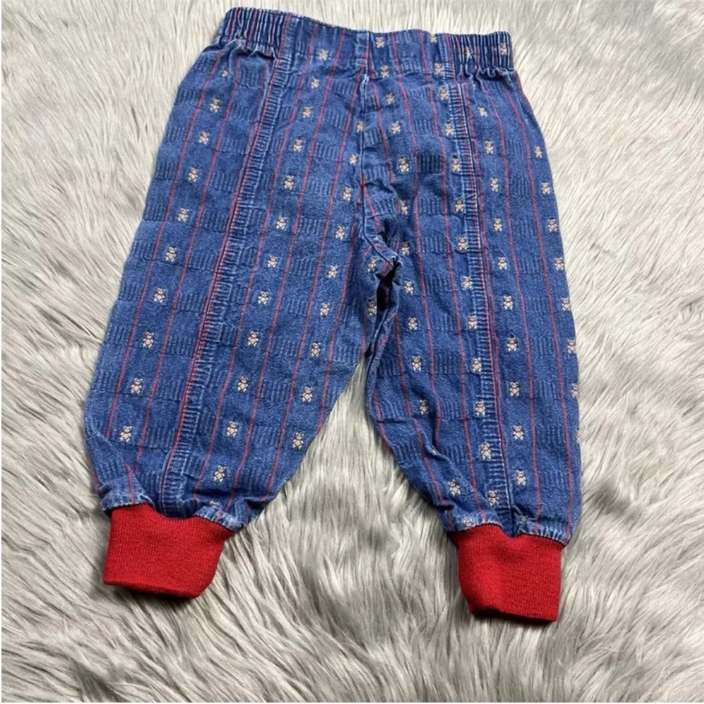 Vintage Made USA Oshkosh Baby Denim Bear Striped Jeans